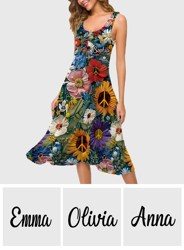 You Belong Among The Wildflowers - Personalized Hippie Sleeveless Dress