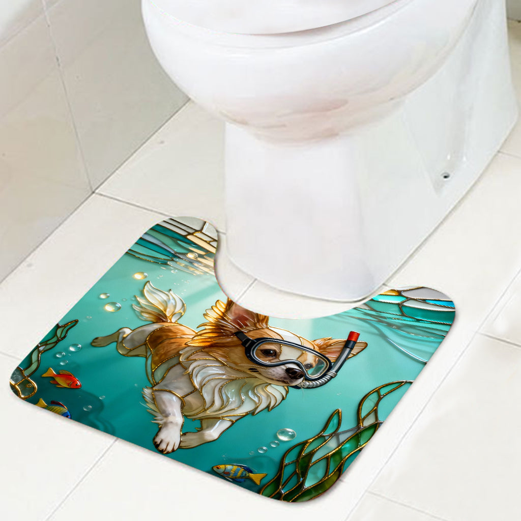Diving To The Beach - Personalized Dog Bathroom Curtain & Mats Set