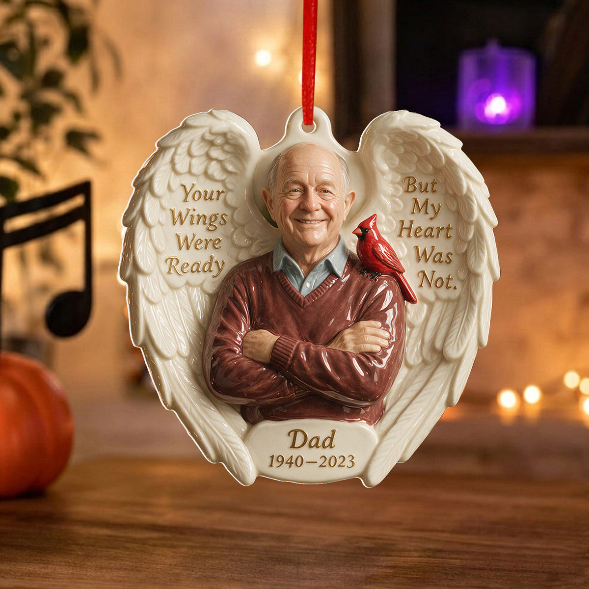 Ihre Flügel waren bereit - Personalisierte Gedenk-Keramikornament in Sonderform