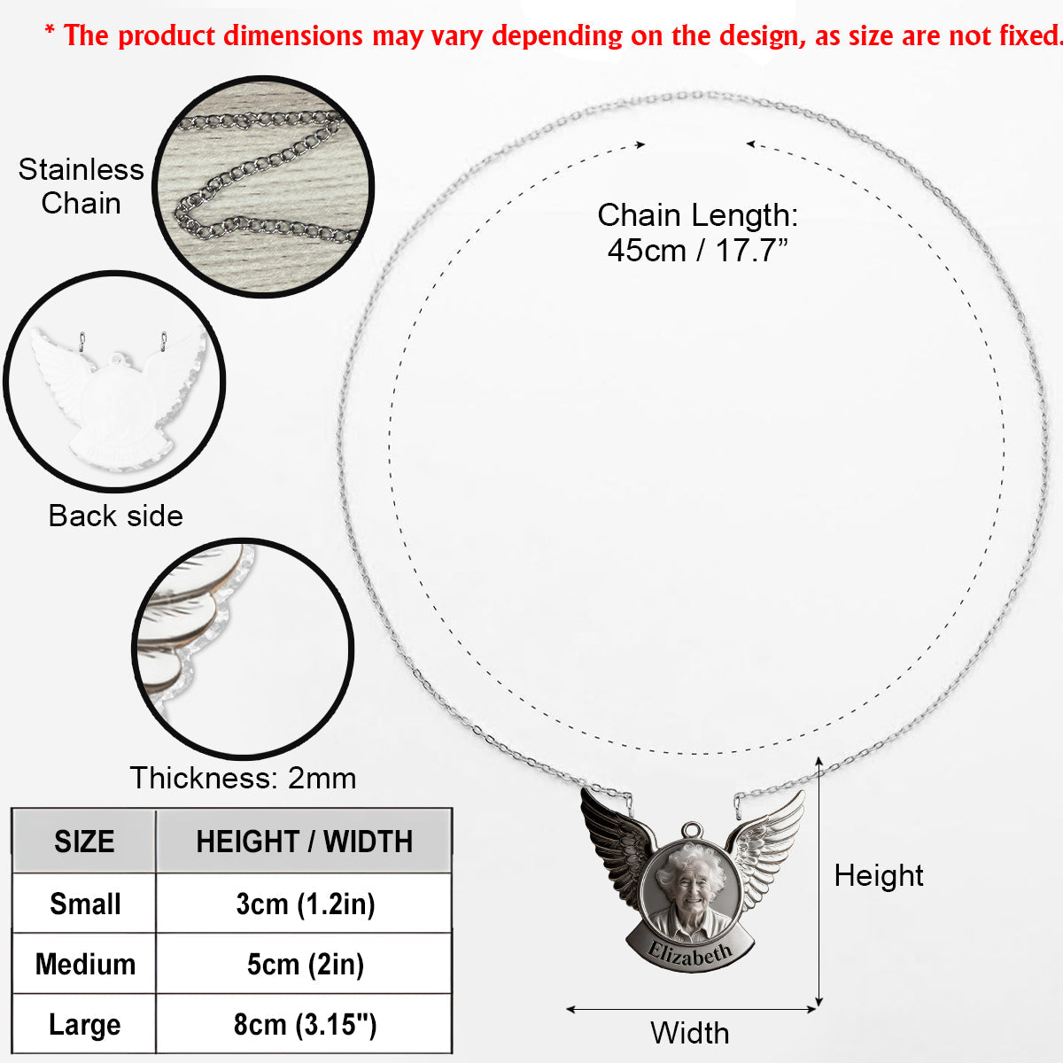 In Loving Memory - Personalized Memorial Shaped Acrylic Pendant Necklace