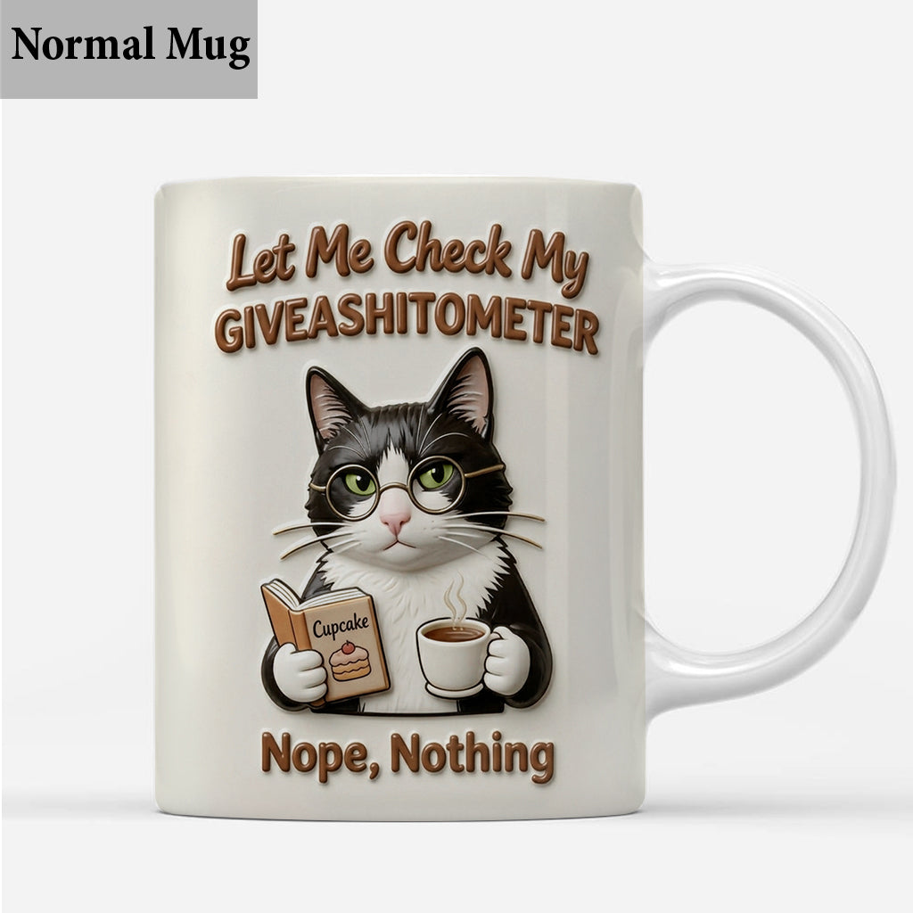 Let Me Check My Giveashitometer - Personalized Cat Mug