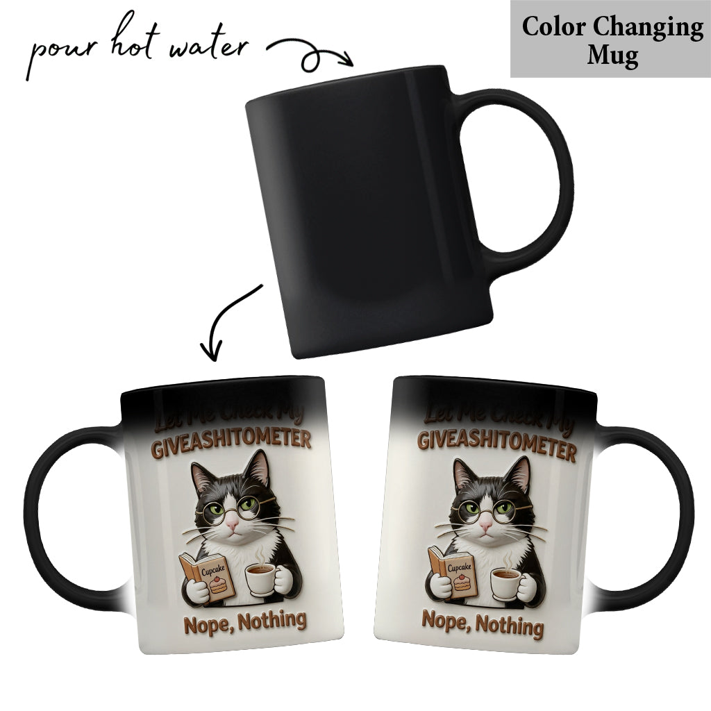 Let Me Check My Giveashitometer - Personalized Cat Mug