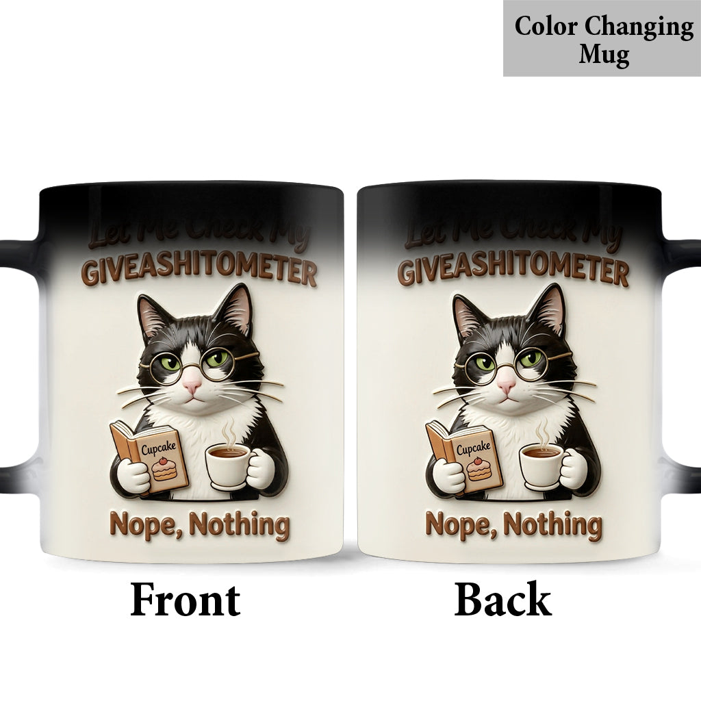 Let Me Check My Giveashitometer - Personalized Cat Mug