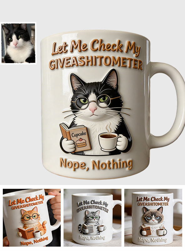 Let Me Check My Giveashitometer - Personalized Cat Mug