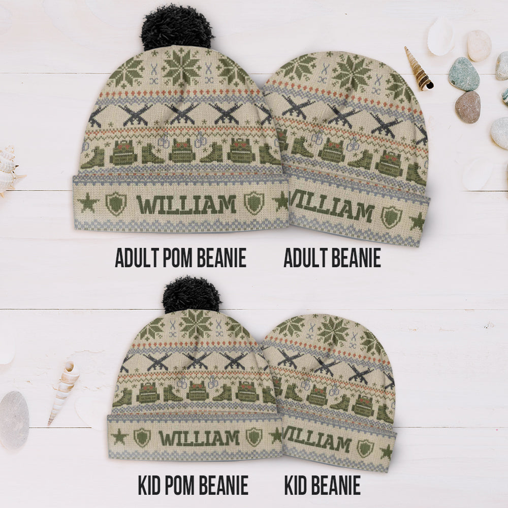 Camouflage Military - Personalized Veteran Beanie Hat