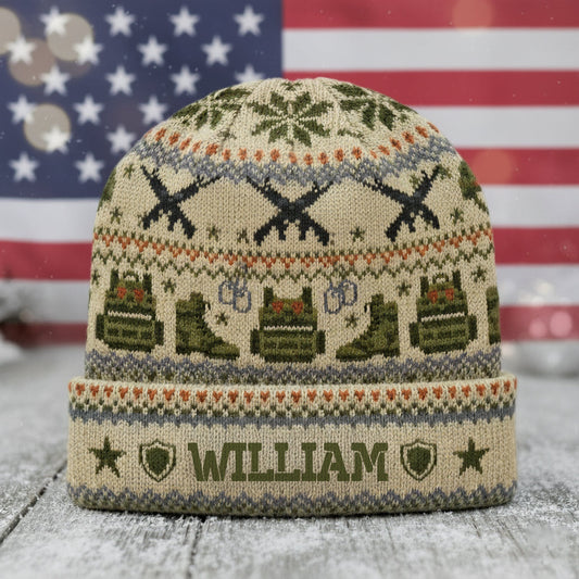 Camouflage Military - Personalized Veteran Beanie Hat