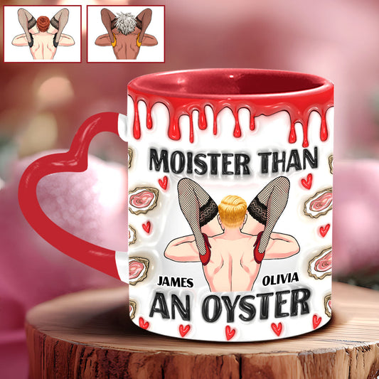 Moister Than An Oyster - Personalized Couple Heart Handle Mug