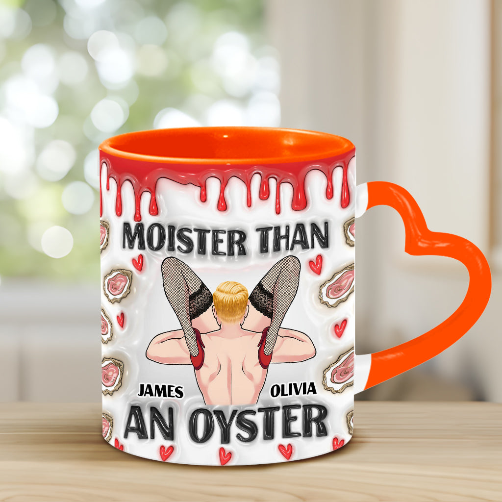Moister Than An Oyster - Personalized Couple Heart Handle Mug