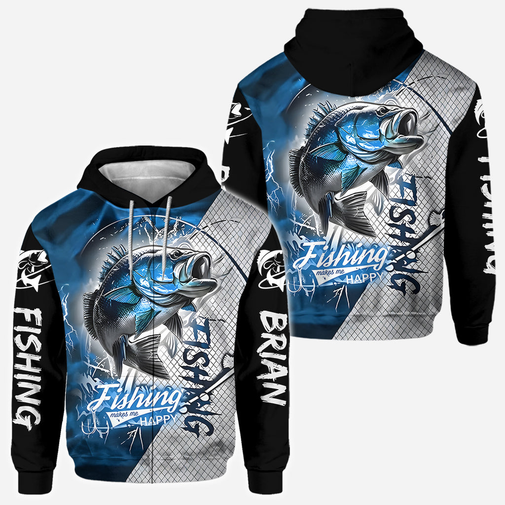 La pêche me rend heureux - T-shirt personnalisé sur le thème de la pêche