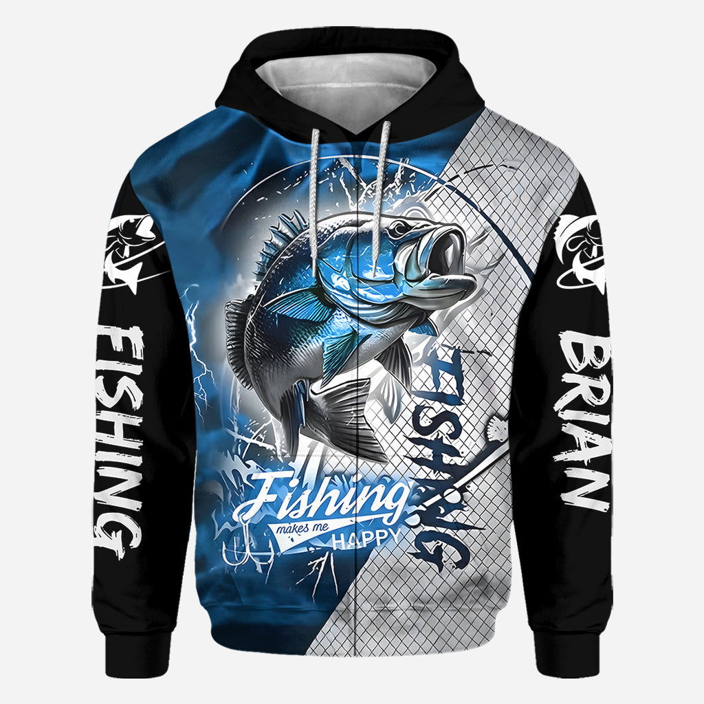 La pêche me rend heureux - T-shirt personnalisé sur le thème de la pêche