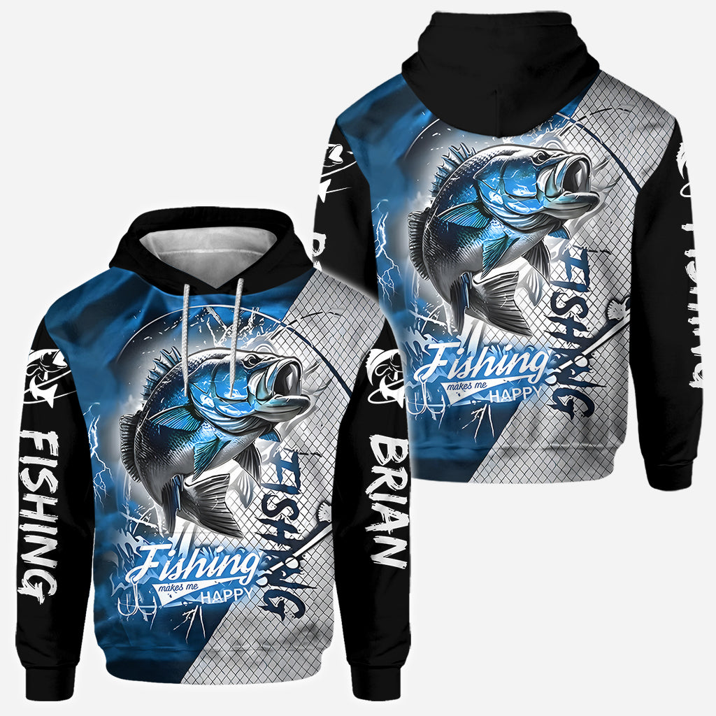 La pêche me rend heureux - T-shirt personnalisé sur le thème de la pêche