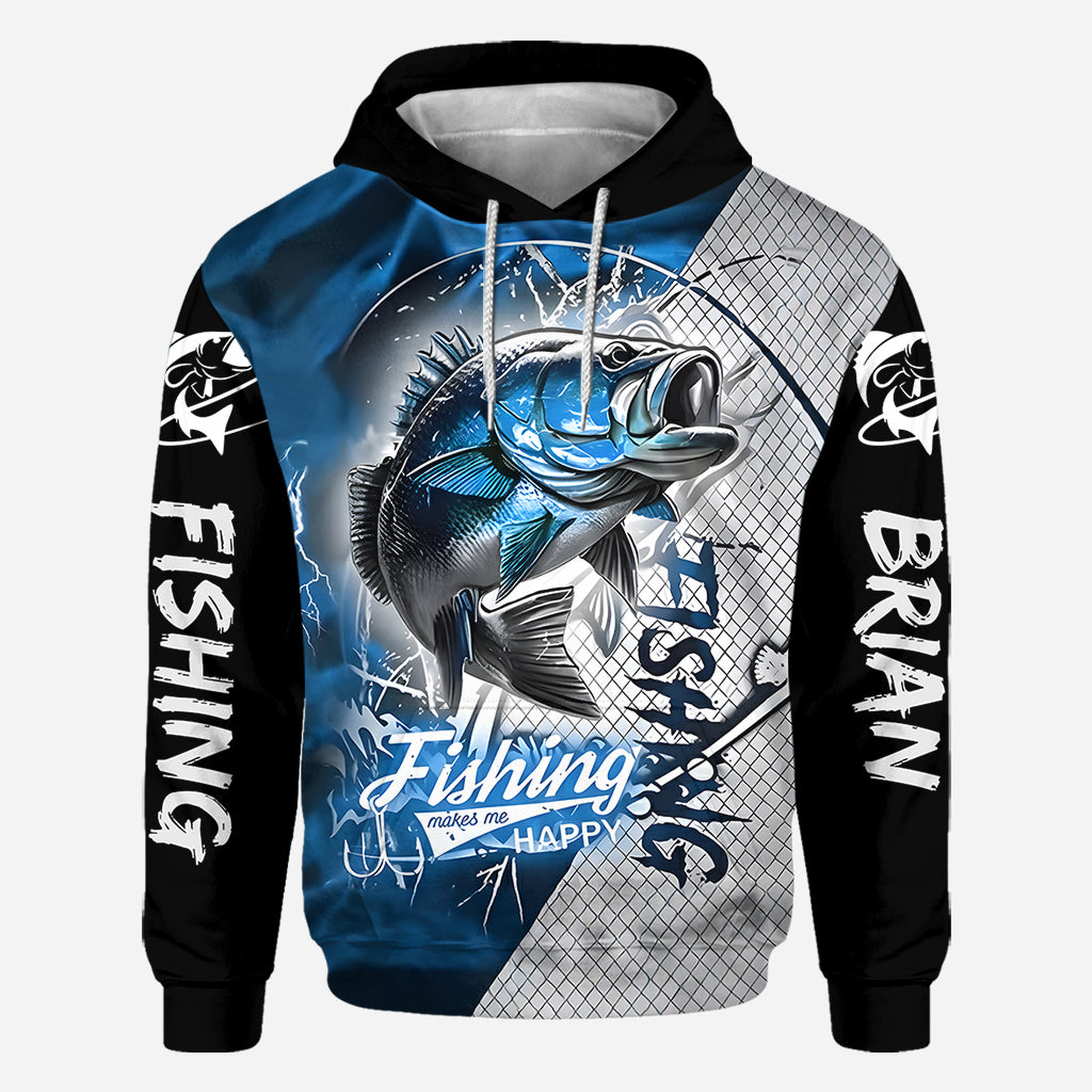 La pêche me rend heureux - T-shirt personnalisé sur le thème de la pêche