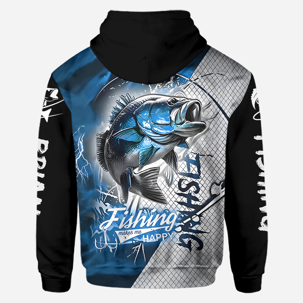 La pêche me rend heureux - T-shirt personnalisé sur le thème de la pêche