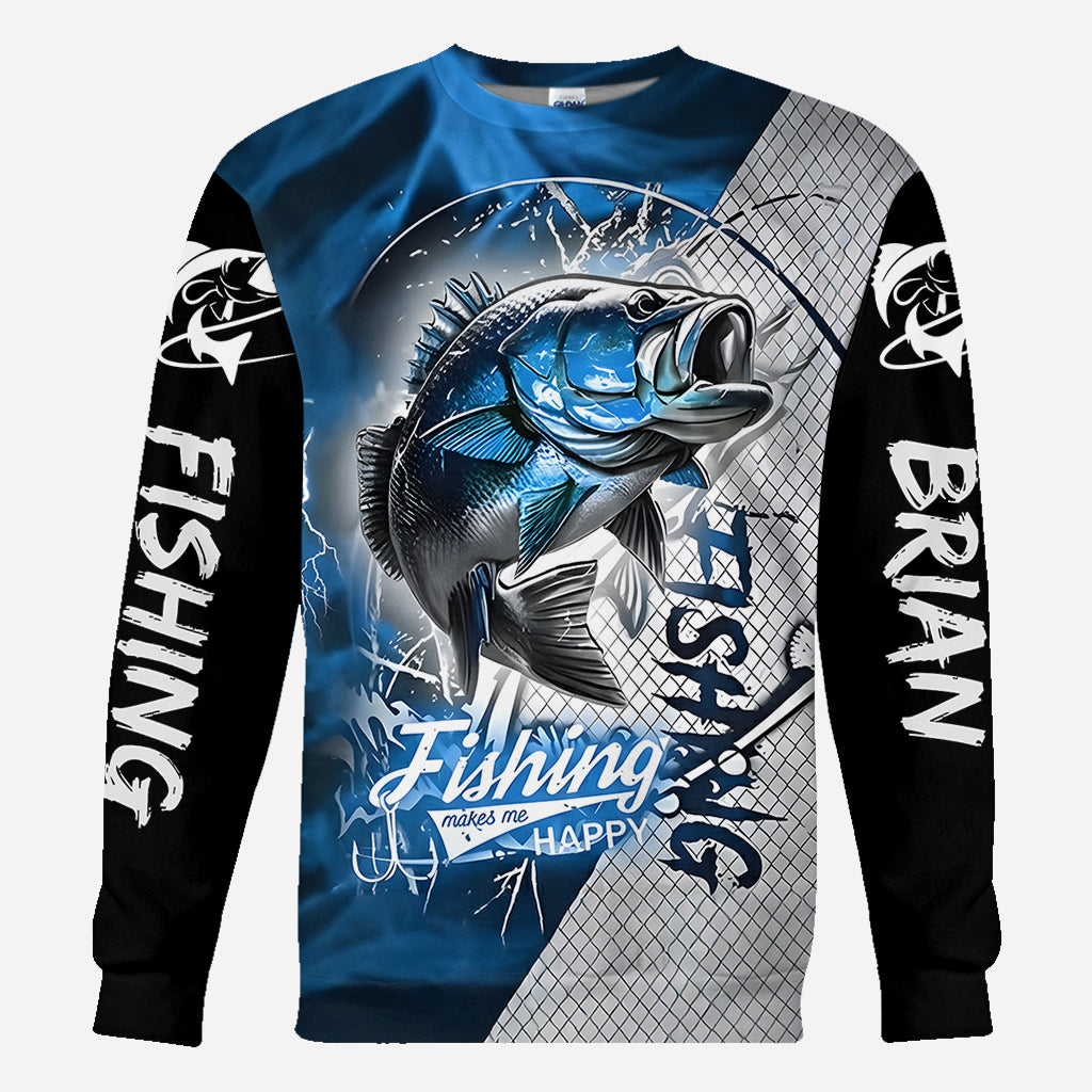 La pêche me rend heureux - T-shirt personnalisé sur le thème de la pêche