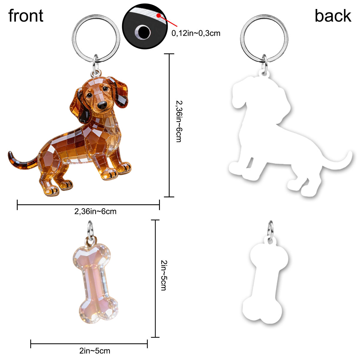 J'aime mon chien - Porte-clés chien personnalisé avec breloques
