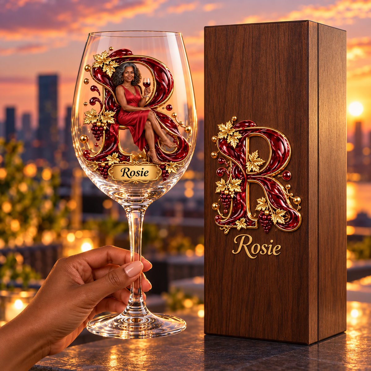 Personalized Custom Photo Wine Lover Wine Glass - Gift for Older Women