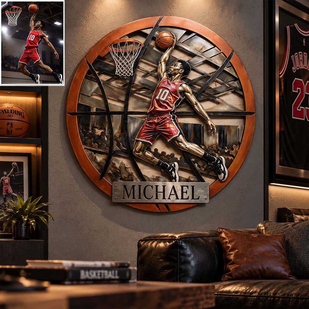 Custom Metal Sign For Basketball Any Sport - Personalized Basketball 3D Printed Cut Metal Sign
