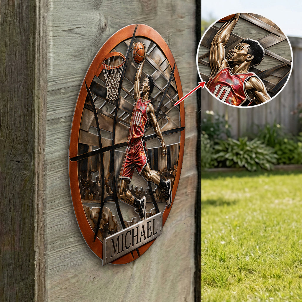 Custom Metal Sign For Basketball Any Sport - Personalized Basketball 3D Printed Cut Metal Sign