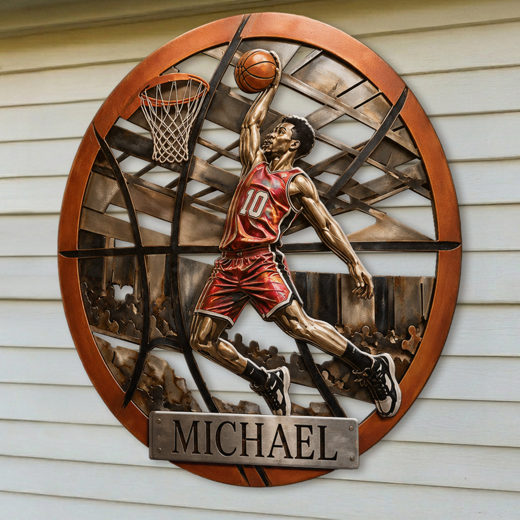 Custom Metal Sign For Basketball Any Sport - Personalized Basketball 3D Printed Cut Metal Sign