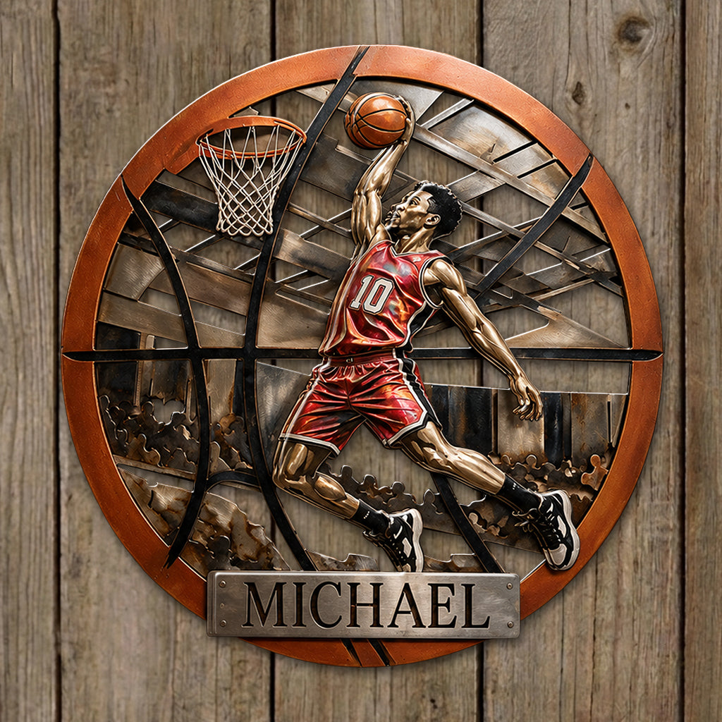 Custom Metal Sign For Basketball Any Sport - Personalized Basketball 3D Printed Cut Metal Sign