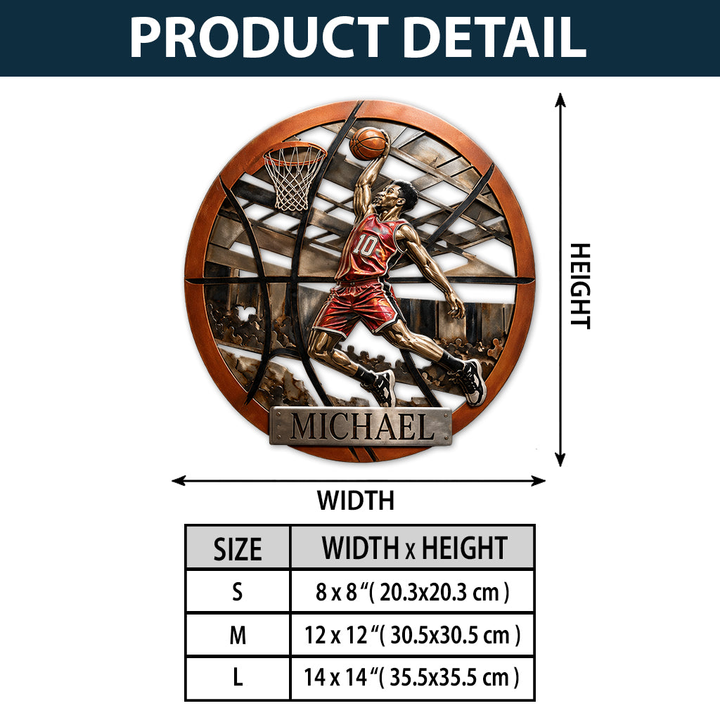 Custom Metal Sign For Basketball Any Sport - Personalized Basketball 3D Printed Cut Metal Sign