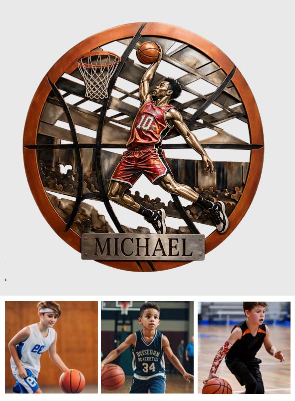 Custom Metal Sign For Basketball Any Sport - Personalized Basketball 3D Printed Cut Metal Sign
