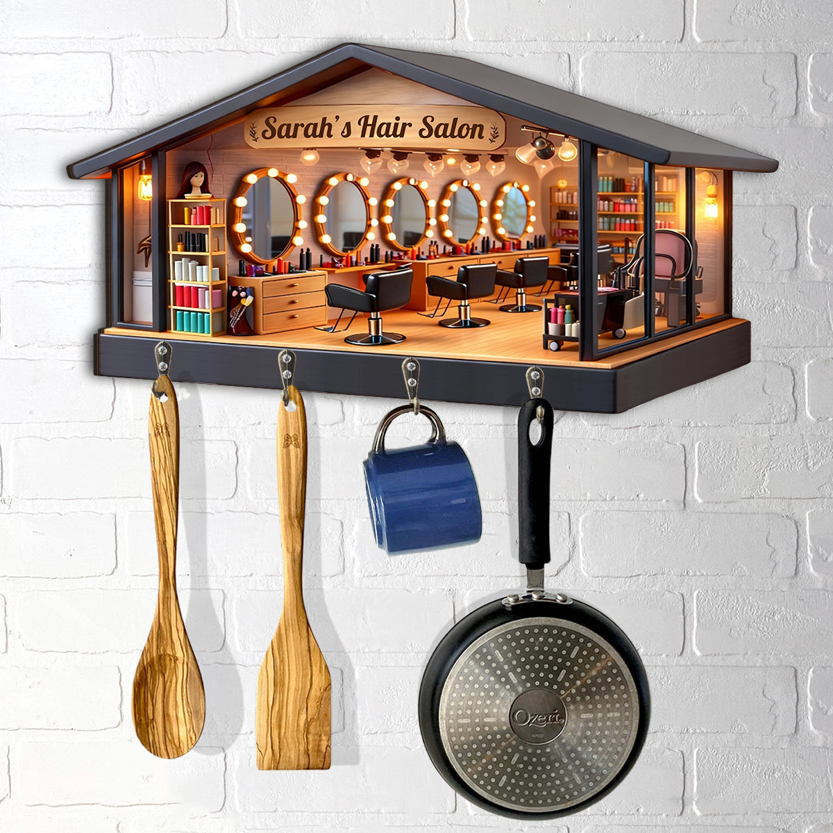 Hairdresser Gift, Hair Salon - Personalized Hairdresser Custom Shaped Hanging Rack