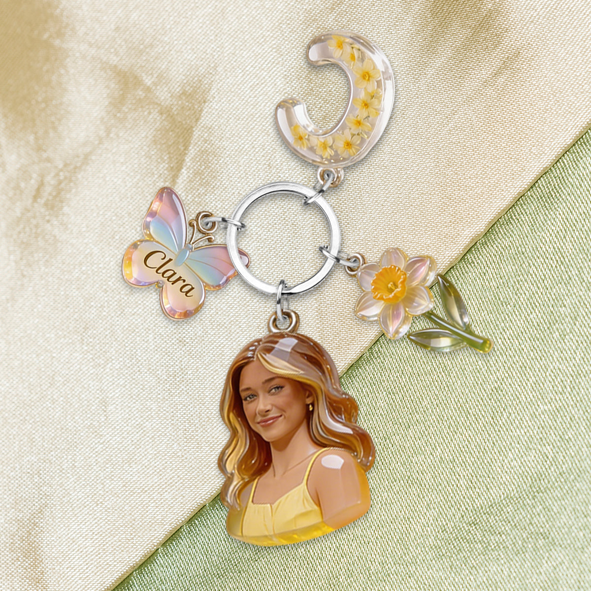 Love Yourself - Personalized Birth Month Flower Keychain With Charms