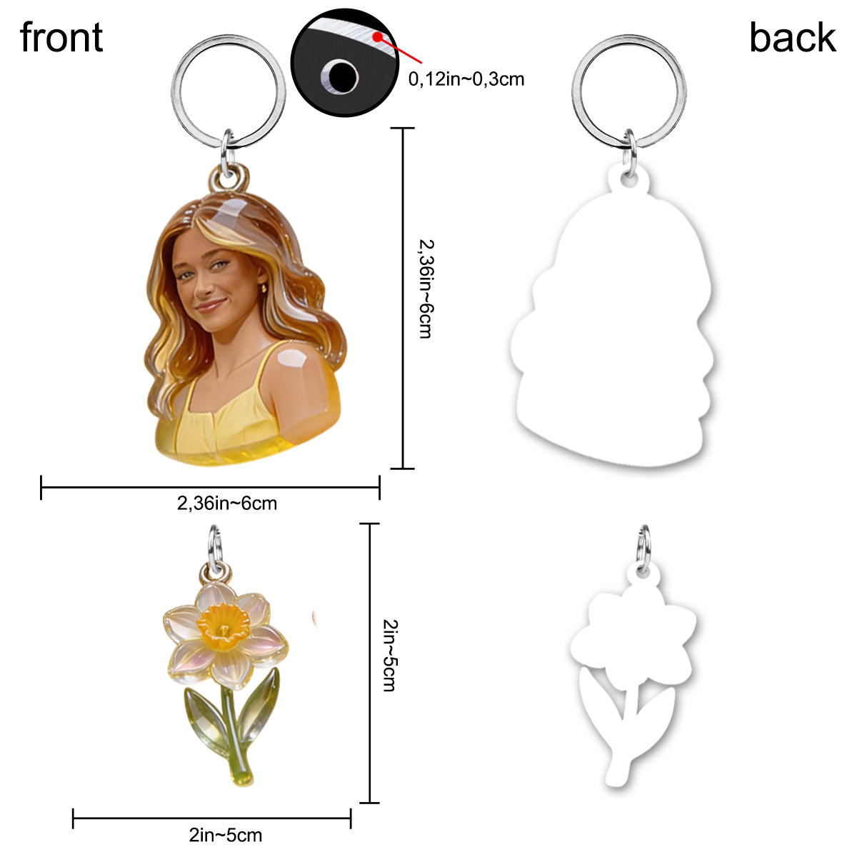 Love Yourself - Personalized Birth Month Flower Keychain With Charms