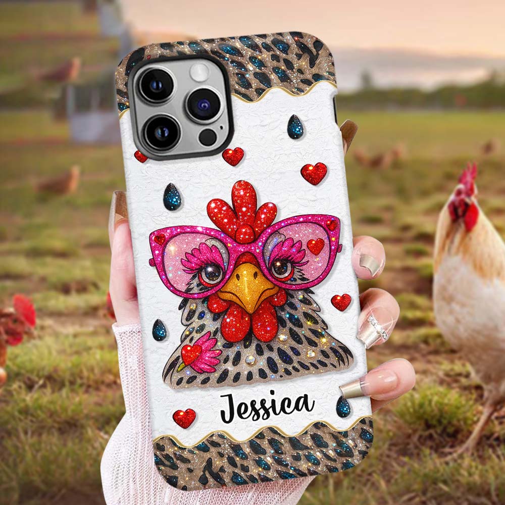 Coque de téléphone personnalisée Crazy Chicken Lady - Motif poulet intégral