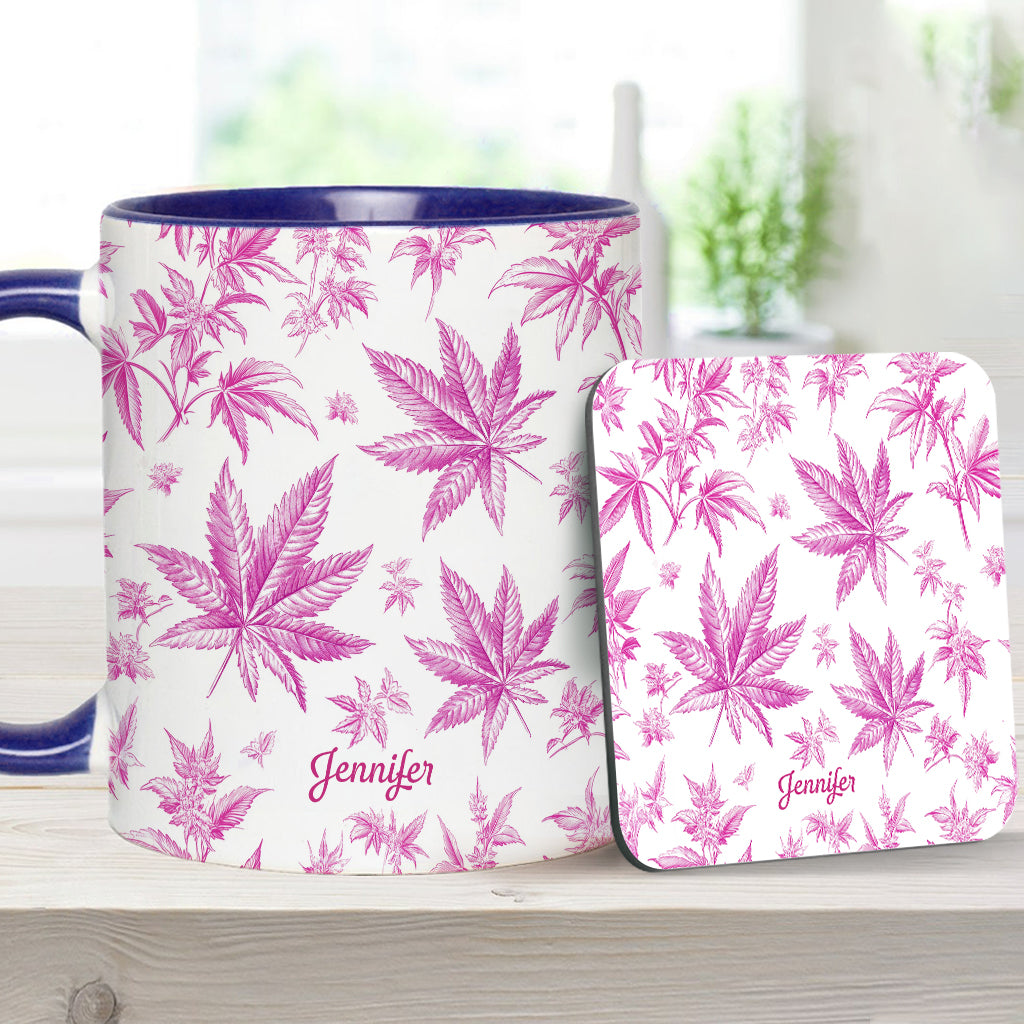 Pink Toil Marijuana Pattern - Personalized Weed Accent Mug