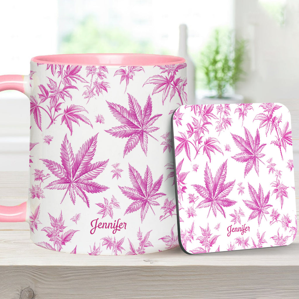 Pink Toil Marijuana Pattern - Personalized Weed Accent Mug