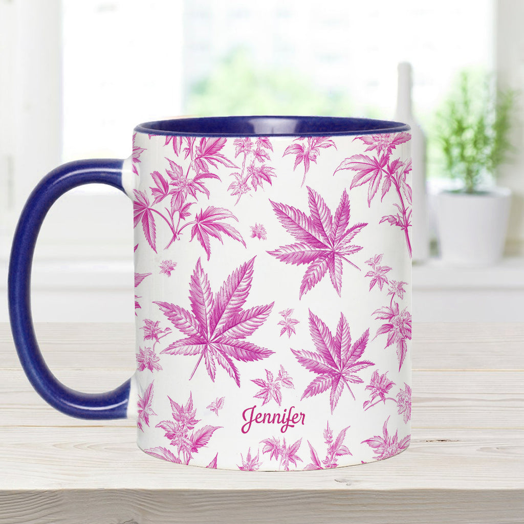Pink Toil Marijuana Pattern - Personalized Weed Accent Mug