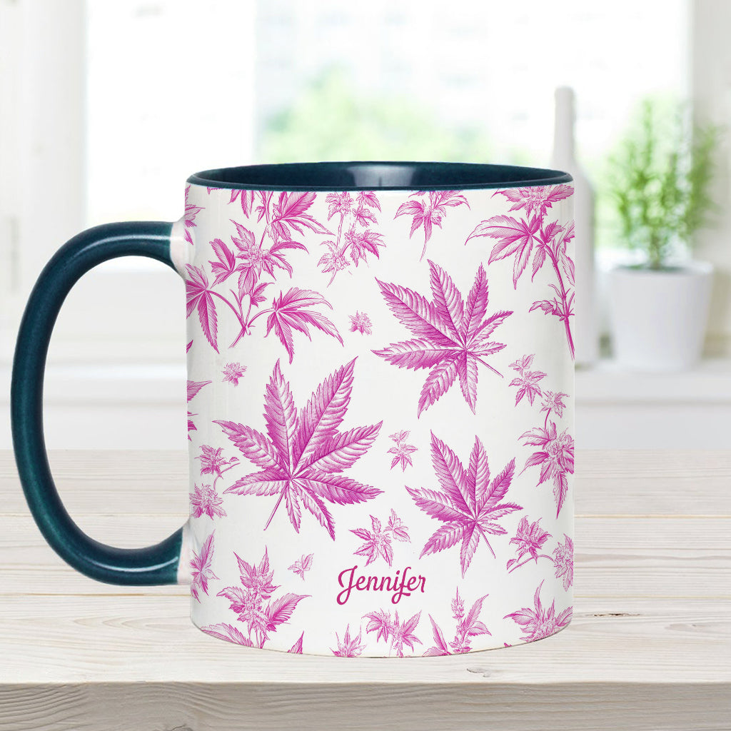 Pink Toil Marijuana Pattern - Personalized Weed Accent Mug