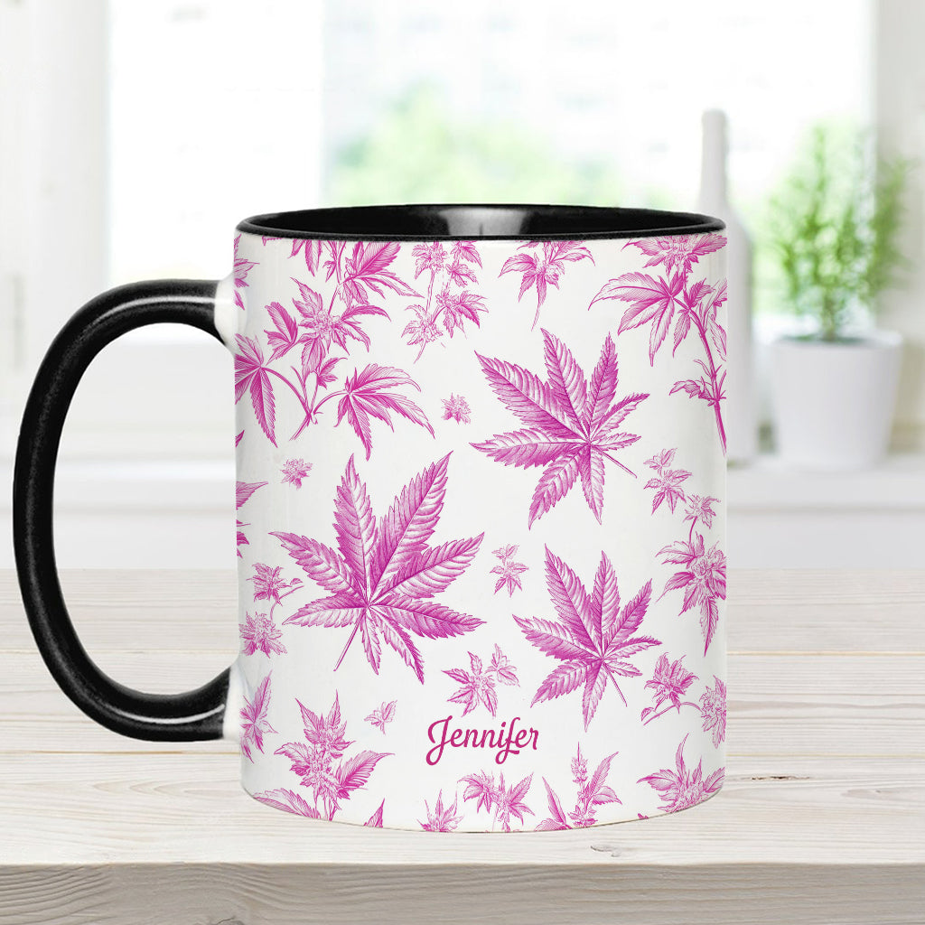 Pink Toil Marijuana Pattern - Personalized Weed Accent Mug