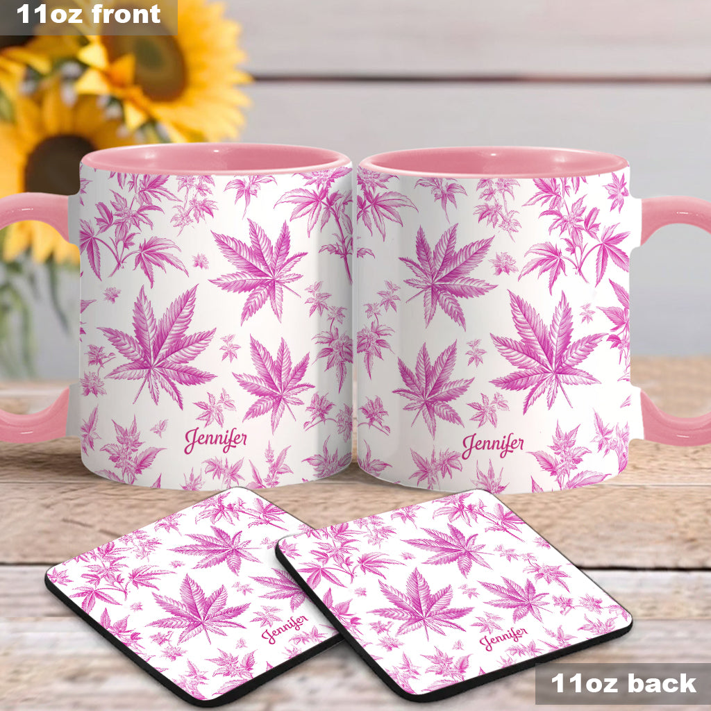 Pink Toil Marijuana Pattern - Personalized Weed Accent Mug