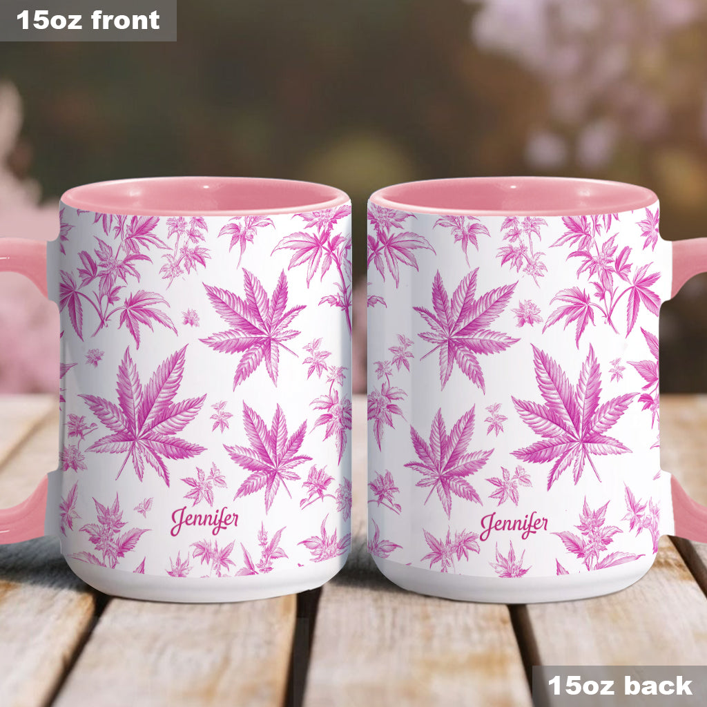 Pink Toil Marijuana Pattern - Personalized Weed Accent Mug
