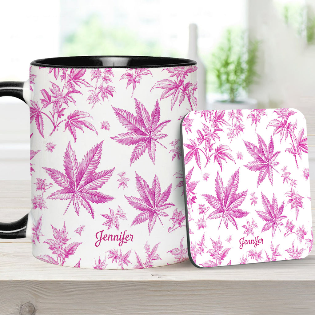Pink Toil Marijuana Pattern - Personalized Weed Accent Mug