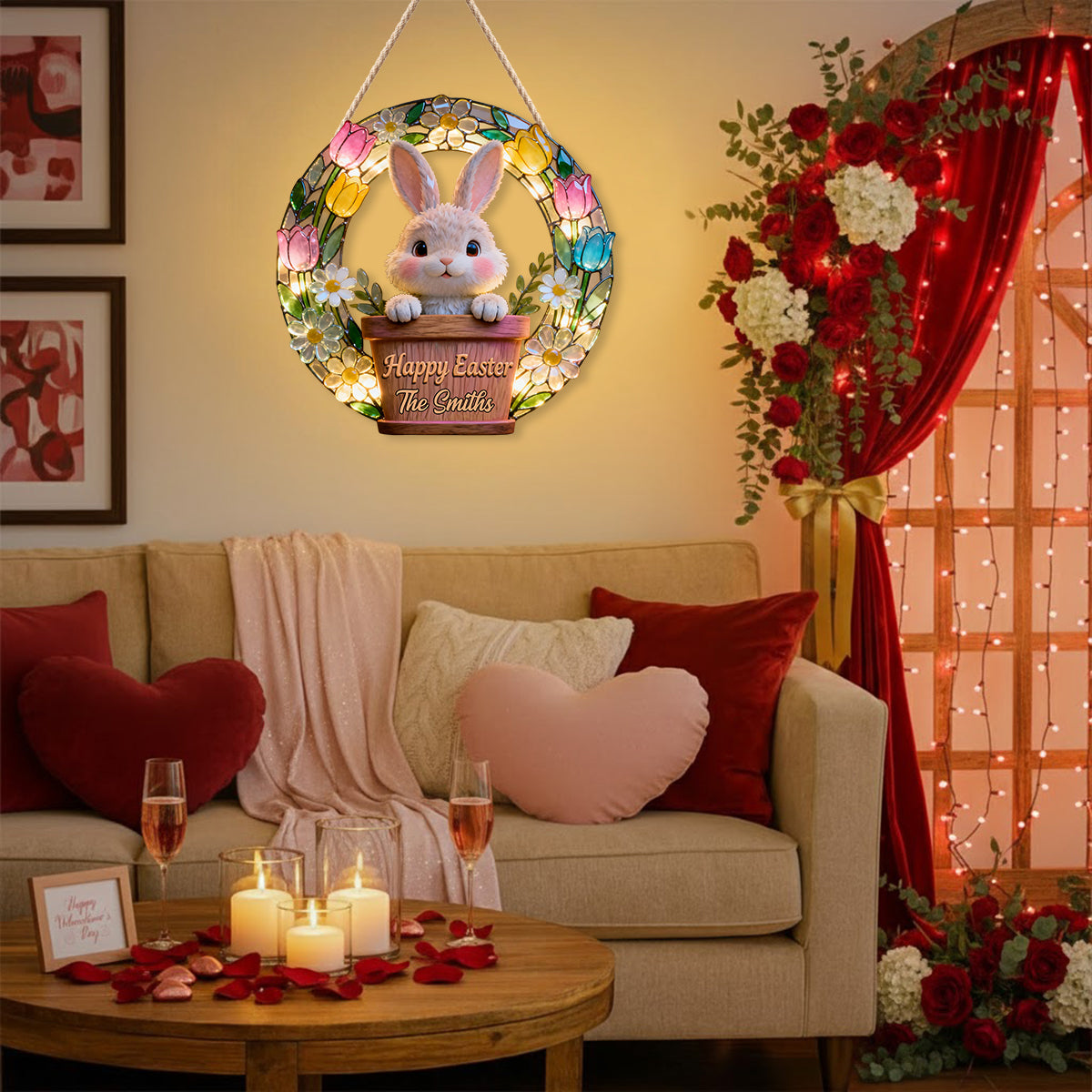Frohe Ostern – Personalisiertes LED-Licht-Acryl-Schild für die Familie