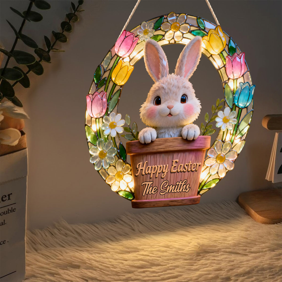 Frohe Ostern – Personalisiertes LED-Licht-Acryl-Schild für die Familie