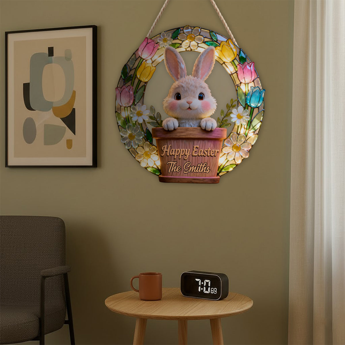 Frohe Ostern – Personalisiertes LED-Licht-Acryl-Schild für die Familie