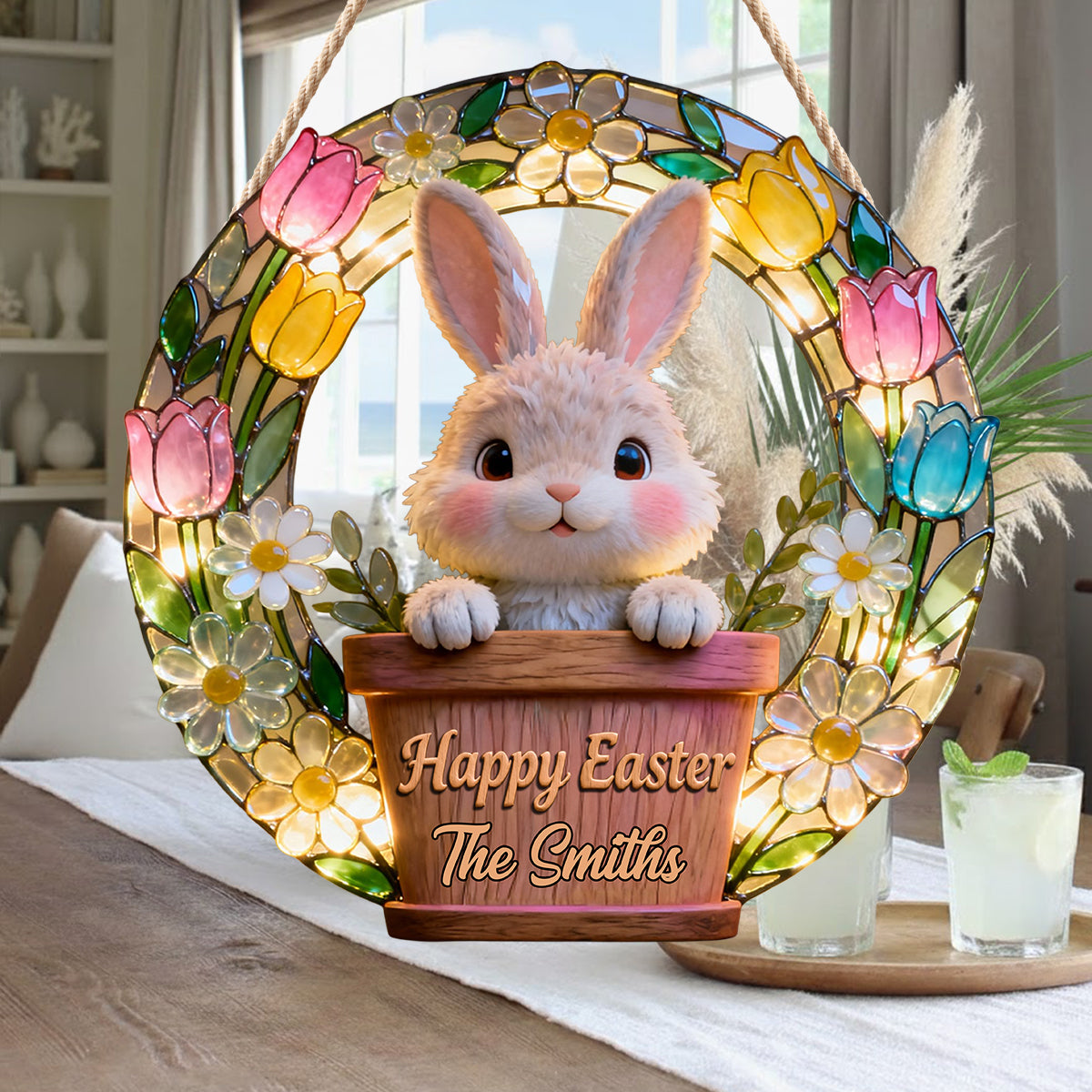 Frohe Ostern – Personalisiertes LED-Licht-Acryl-Schild für die Familie