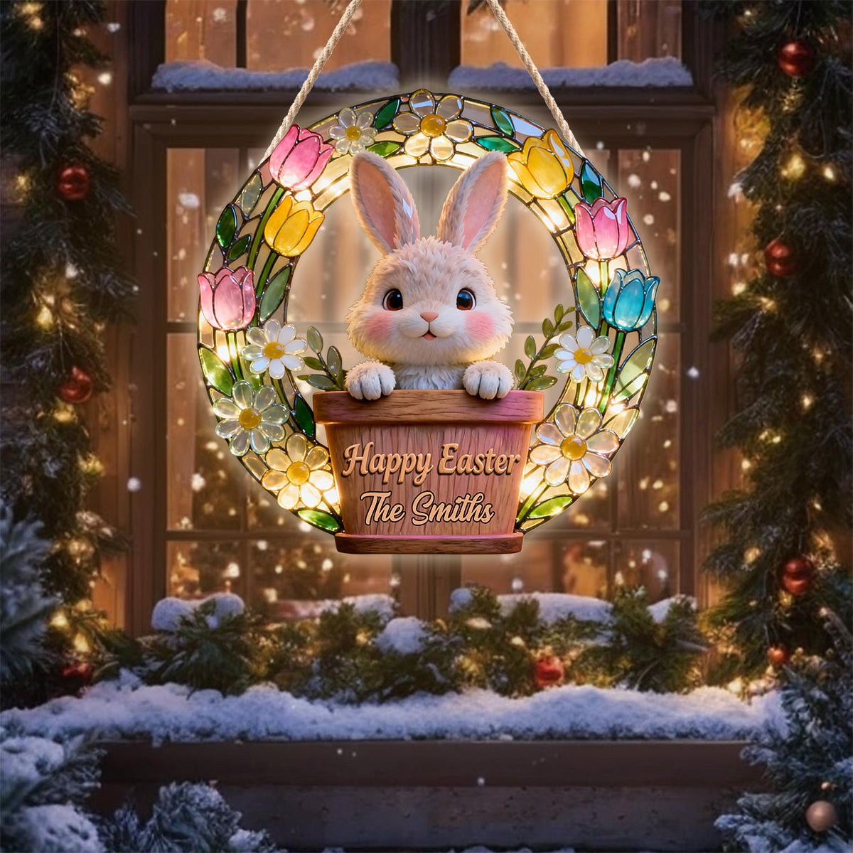 Frohe Ostern – Personalisiertes LED-Licht-Acryl-Schild für die Familie