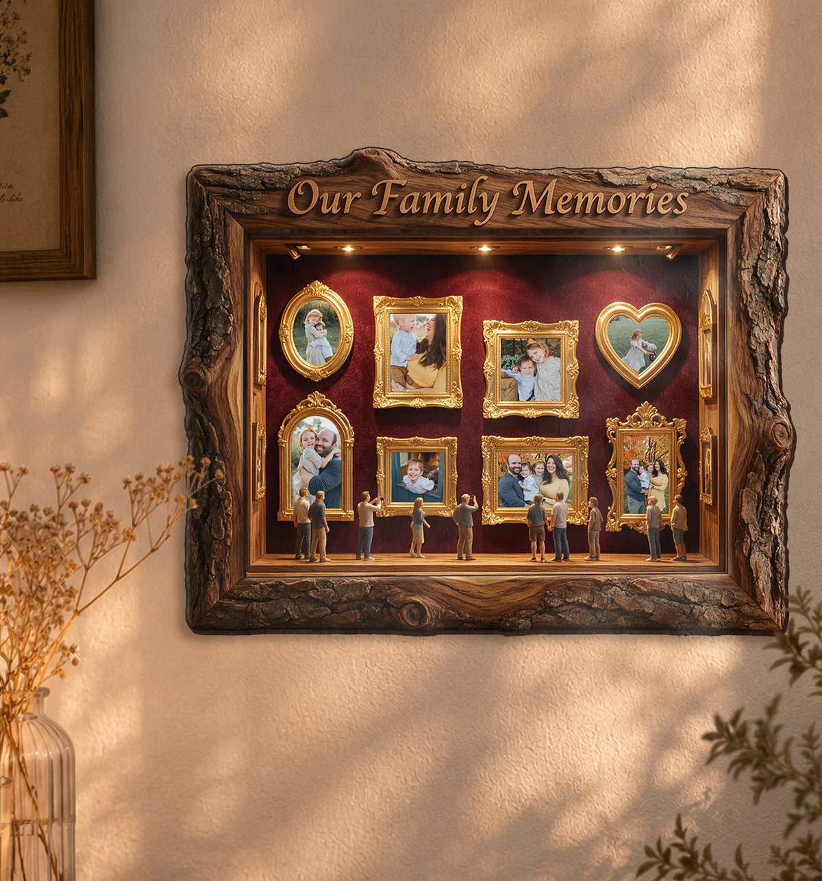 Nos Souvenirs - Boîte à Ombres en Bois Personnalisée pour Famille