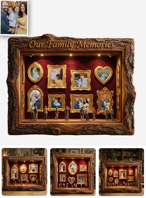 Nos Souvenirs - Boîte à Ombres en Bois Personnalisée pour Famille