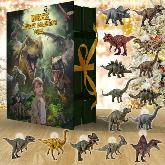 24 Dinosaurs Species Gift For Boys - Personalized Kid Folded Advent Calendar With Ornaments