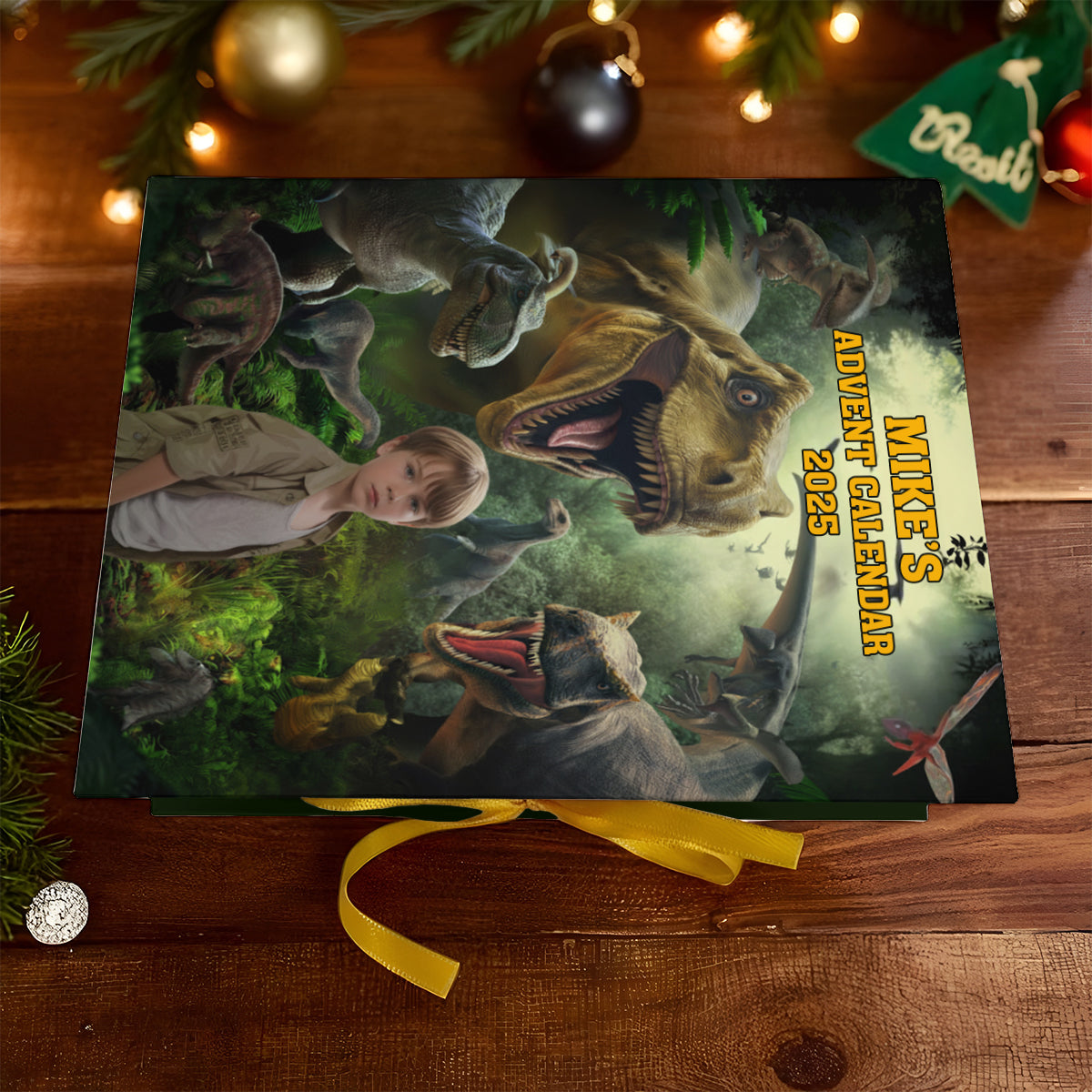 24 Dinosaurs Species Gift For Boys - Personalized Kid Folded Advent Calendar With Ornaments