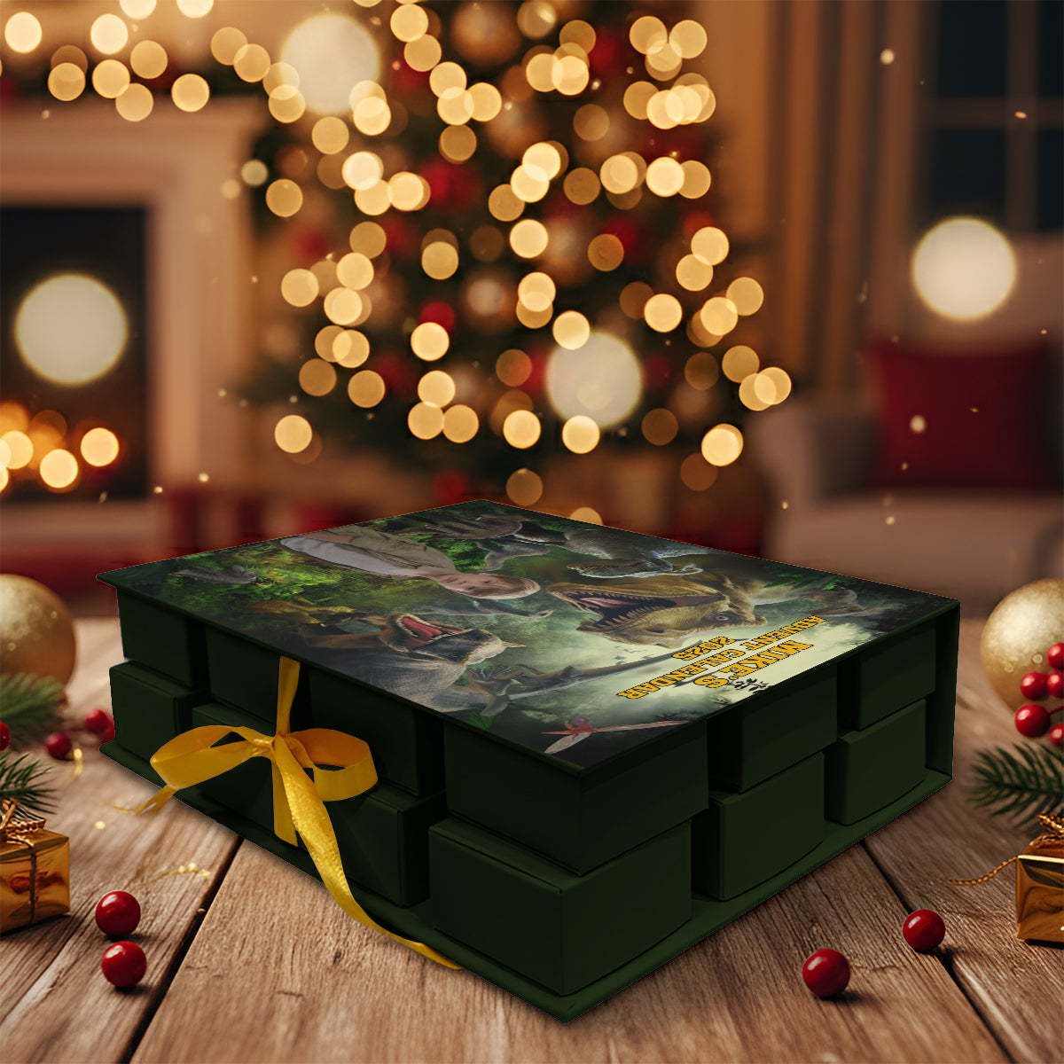 24 Dinosaurs Species Gift For Boys - Personalized Kid Folded Advent Calendar With Ornaments