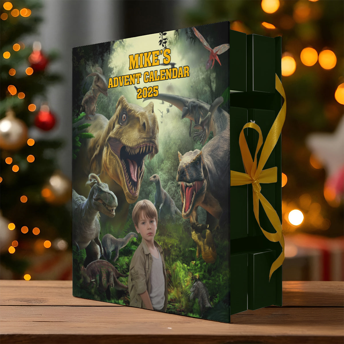 24 Dinosaurs Species Gift For Boys - Personalized Kid Folded Advent Calendar With Ornaments