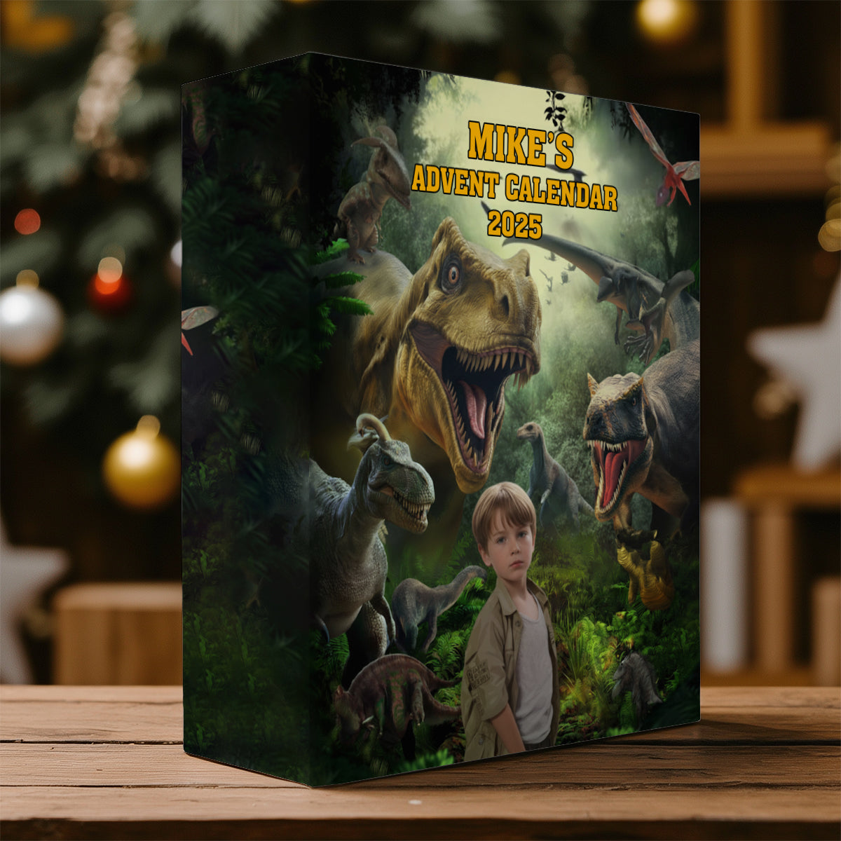 24 Dinosaurs Species Gift For Boys - Personalized Kid Folded Advent Calendar With Ornaments